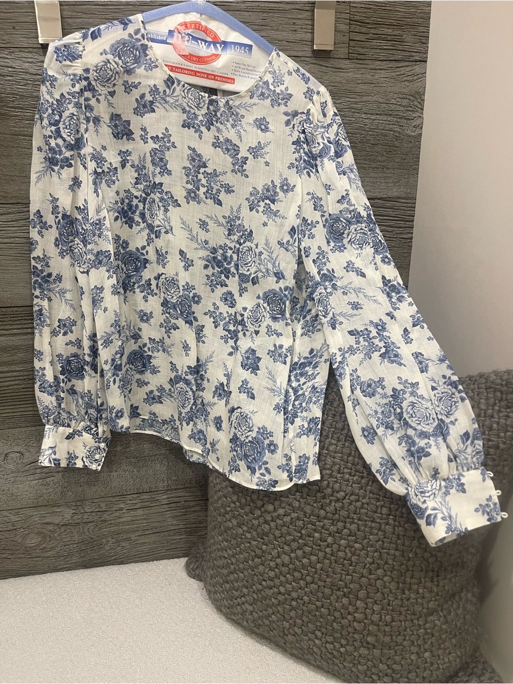 Cami NYC White Blouse with Blue Floral Print